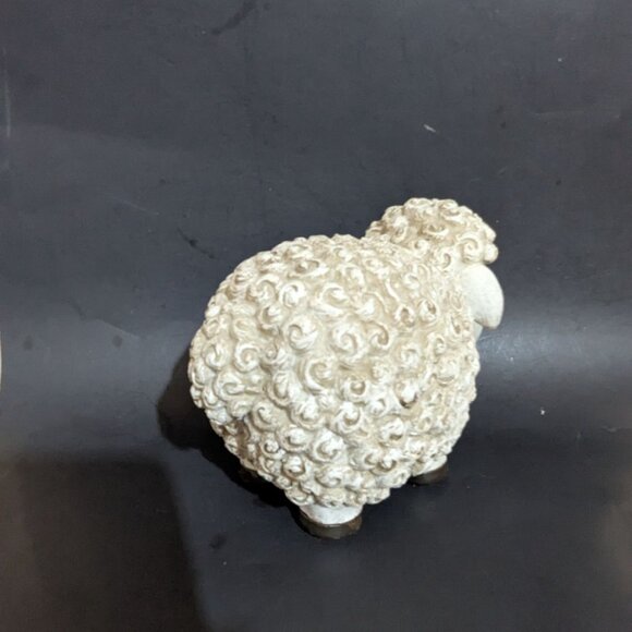Adorable Decorative Sheep Figurine Textured White Swirls Rustic Farmhouse Decor - Picture 9 of 10